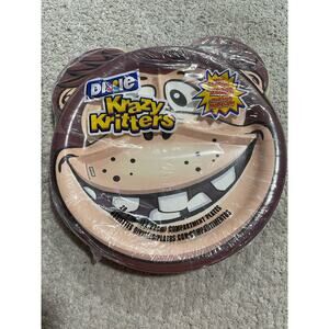 VTG NEW Dixie Krazy Kritters 28 Plates 8 3/4 Compartment Plates Animal Faces